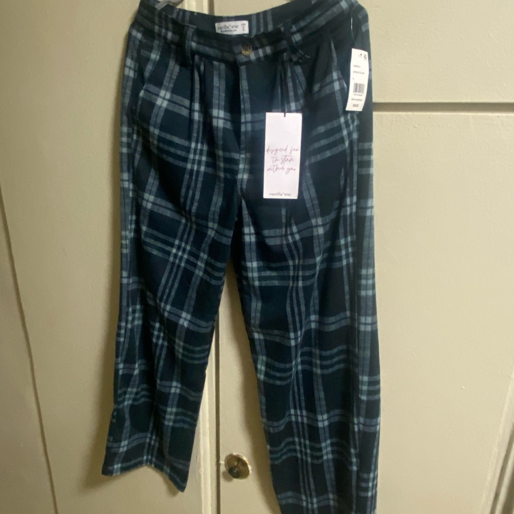 Haggar Women's Blue Checkered Flare Pants